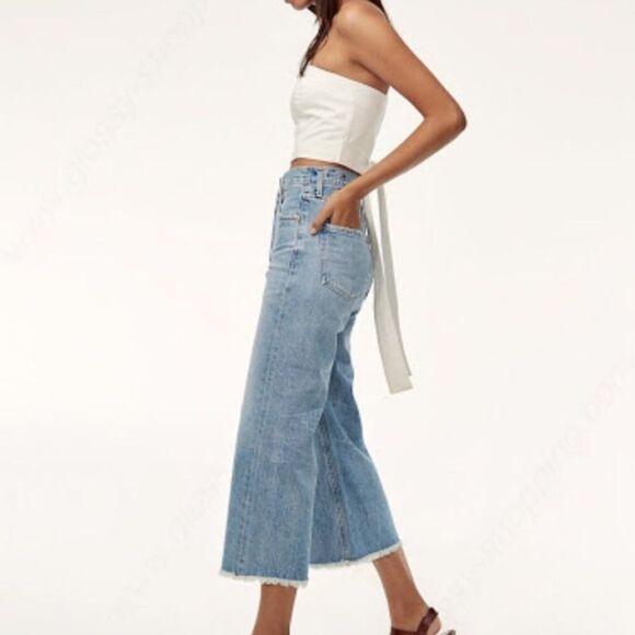 CITIZENS OF HUMANITY COH Emma High Rise Wide Leg Crop Denim Jeans Blue 24 - Picture 3 of 16